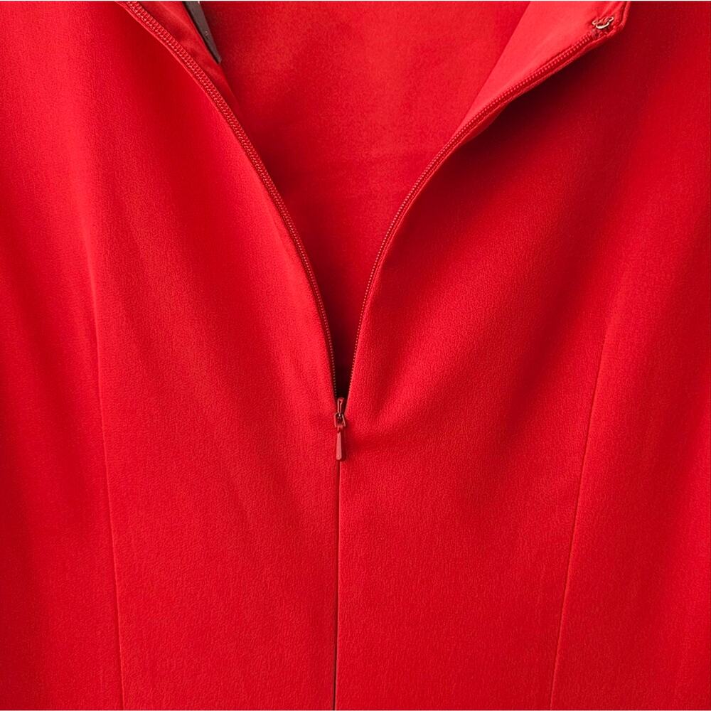 Theia Red Asymmetric Ruched Flutter Sleeve Gown S… - image 7